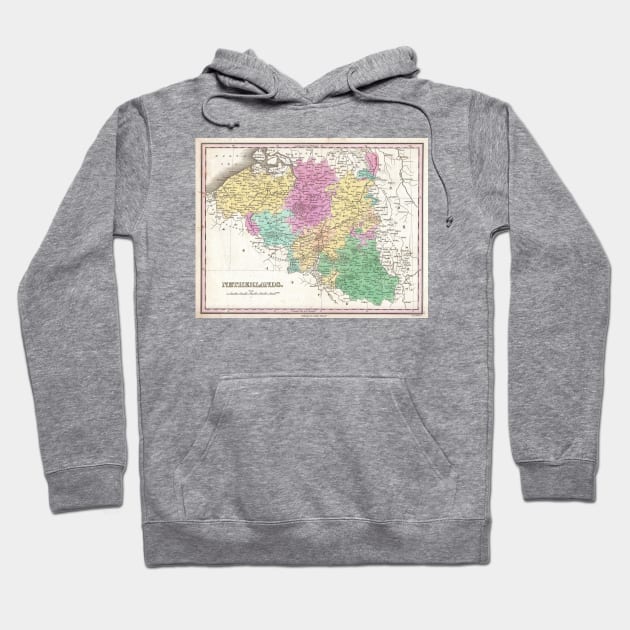 Vintage Map of Belgium (1827) Hoodie by Bravuramedia